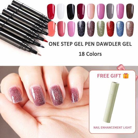Tidsbegrenset tilbud: Kjøp 1, få 1 gratis ✨ «One Step» gelneglepenn 🎨 Mini UV-lampe i lommeformat inkludert 💡