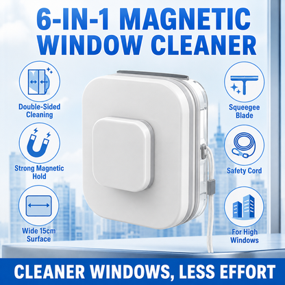 💥 50 % RABATT – 6-i-1 magnetisk vindusvasker: dobbel effekt, helt trygg, perfekte resultater fra første strøk – sikre deg din nå 🧲 🛒