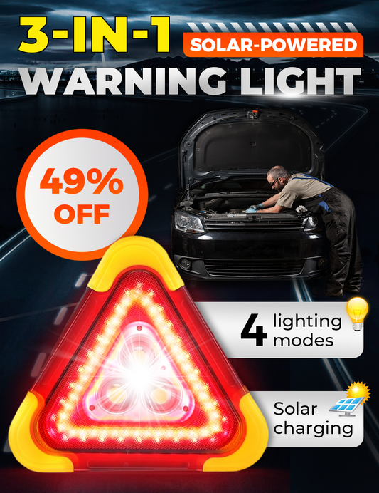 🔥 Kun i dag – 50 % rabatt! 🚗🆘 3-i-1 trekantet solcelledrevet nødvarsellys for veikanten ✨