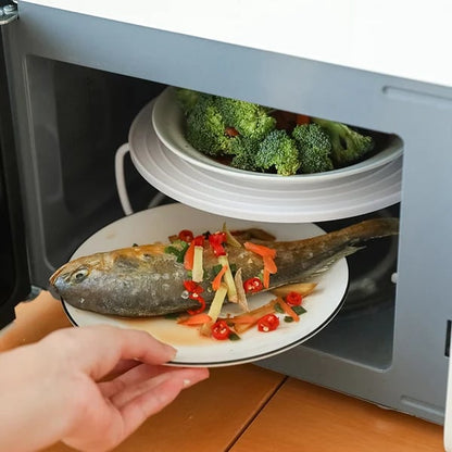 🍽️ 50 % RABATT NÅ! ⏰ Sammenleggbar mikroovnstatthylla – skaper et ekstra nivå, sklisikker overflate & brukervennlige håndtak – perfekt for fleksibel oppvarming på kjøkkenet 🥘✨