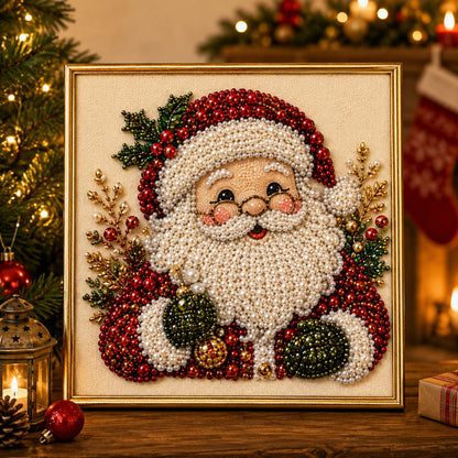 🎄✨ DIY-juleperlekunstsett – 5 festlige design, 3D-hevede perler og utstillingsramme inkludert | Juleveggdekor 🖼️🎨