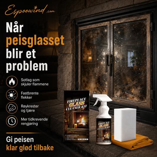 Rengjøringssett for peisglass