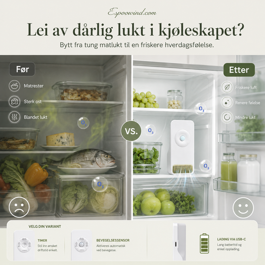 🥳 HETTSALG! Elektronisk luktfjerner for kjøleskap 🧊✨