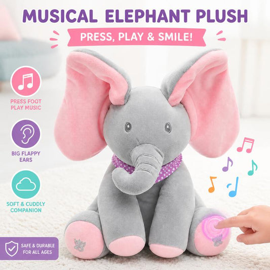 🐘🎶 Titte-bø-syngende elefant – interaktivt musikalsk kosedyr