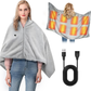🔥 USB-oppvarmet sjal 🧶 Bærbar varmeponcho med 3 varmenivåer, maskinvaskbar og varm for hjem, kontor og reise
