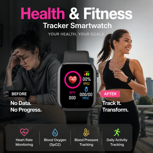 ⌚ Helse- & Treningssporing Smartklokke – Følg Skritt, Søvn & Kalorier! ✨ Vanntett & Lang Batteritid – Perfekt for Hverdag & Trening. 🔗 Bluetooth-tilkobling – Kjøp 3 for 10% Ekstra Rabatt! 🏃