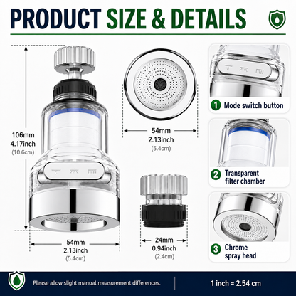 🚰🥗360°Rotating Faucet Filter‑Splash‑Proof Water Purifier💧