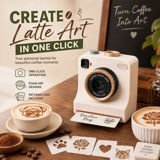 ☕🎄 Julegave for kaffeelskere – 3D latte art-sjablonkamera | Morsom britisk kaffekunstmaker ✨🎁