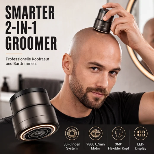 2-i-1 smart elektrisk barbermaskin for skalle og skjeggtrimmer med digitalt display