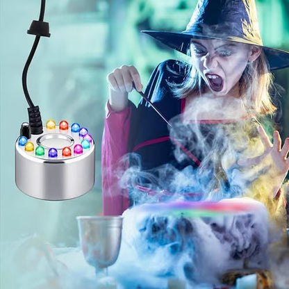 💨 50 % RABATT NÅ! ⚡ 12-LED ultralydtåkemaskin – skaper kjølig tåke og fargerikt lys – perfekt til luftfuktere, fontener eller Halloween-dekor – går lydløst i vann 💧✨