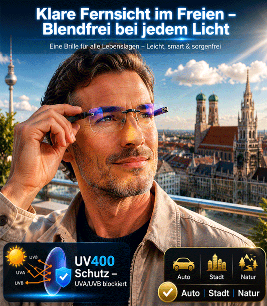 ✨ Intelligent autofokusbrille | Jena-Optik-teknologi | TÜV-godkjent tysk kvalitet ✅ 👍 Én brille for alt: nærsynthet, langsynthet, alderssynthet og blålyssbeskyttelse.