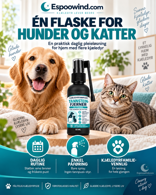 Skånsom tannrengjøringsspray for kjæledyr