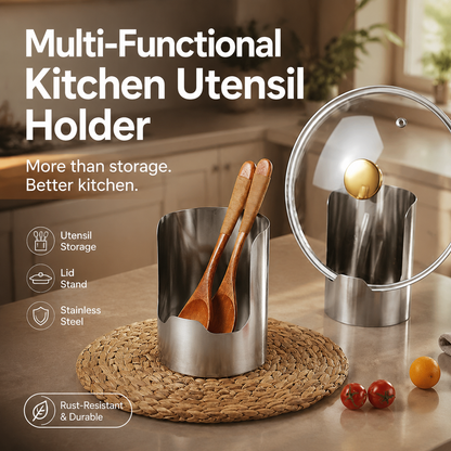 🔥 50 % RABATT 🍳 Multifunksjonell kjøkkenredskapsorganisator | Kraftig rustfritt stål for holdbarhet · Plassbesparende vertikalt design · Enkel å rengjøre og oljebestandig