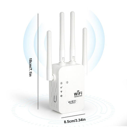 🎁 Siste dag med 50 % rabatt! 🔥 WiFi-forsterker 2026, 1200 Mbps dual-band (5 GHz/2,4 GHz), signalforsterker, dekker 930 m² og 50 enheter, repeater med Ethernet-port.