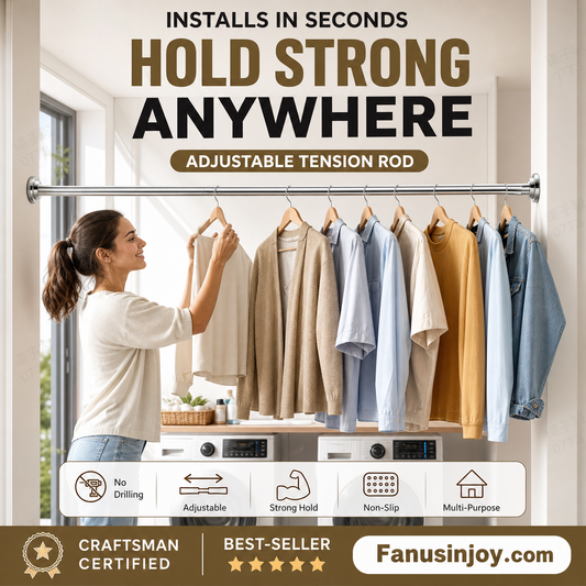 🔥 50 % RABATT I BEGRENSET TID! 🥼👚 Skap oppbevaringsplass når som helst, hvor som helst! Justerbar stang uten boring – trykkstang