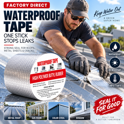 🛡️ 50 % RABATT NÅ! 💧 Vanntett tape i aluminiumsfolie – butylkleber, umiddelbar tetting og værbestandig – for tak-, rør- og bilreparasjoner 🔧