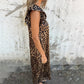 💖Begrenset salg 50% OFF💖V-hals leopardmønstret og ensfarget jumpsuit for kvinner