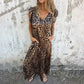 💖Begrenset salg 50% OFF💖V-hals leopardmønstret og ensfarget jumpsuit for kvinner