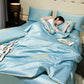 🎁Gjør deg klar for sommeren - ❄️ Vaskbar 、 avkjølende 4-delt seng er-silke linen🛏️