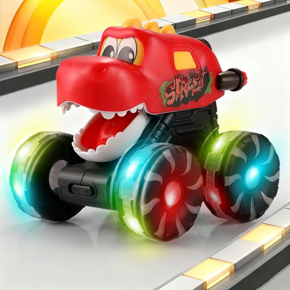 🦖🚙Trykk og gå dinosaurlekebil med lys🎁