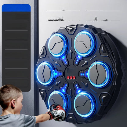 🥊 50 % RABATT NÅ! Interaktiv smart musikkboksmaskin – Bluetooth-musikk, veggmontert boksetrener med 3 hastighetsmoduser, hjemmetrening og reaksjonstrening for barn og voksne