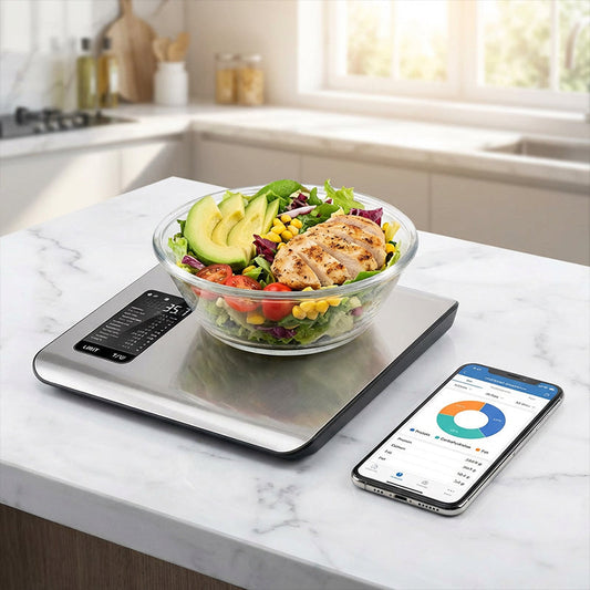 ⚖️📊 Digital kjøkkenvekt – måler 19 næringsverdier og kalorier via app, 5 kg rustfritt stål 🥗✅ for sunt kosthold og vekttap