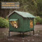 📢📢50 % RABATT !!⏰ 🐈 Høytliggende utendørs kattehus for alle værforhold – vanntett Oxford-stoff, termisk aluminiumsfôr og sammenleggbar utforming 🌧️