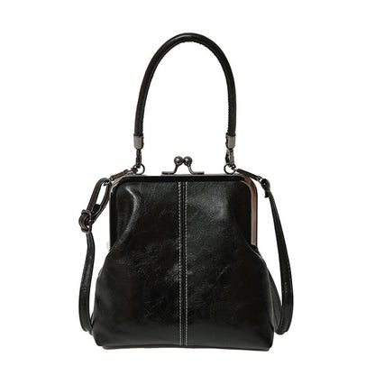 💋 Kyss-lås skulderveske for kvinner med topphåndtak – vintage messinglås og strukturert form – avtagbar stropp, perfekt til hverdagsbruk og middagsdater 👜 ✨