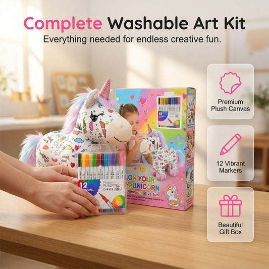 DIY-sett for å fargelegge en unicorn-bamse
