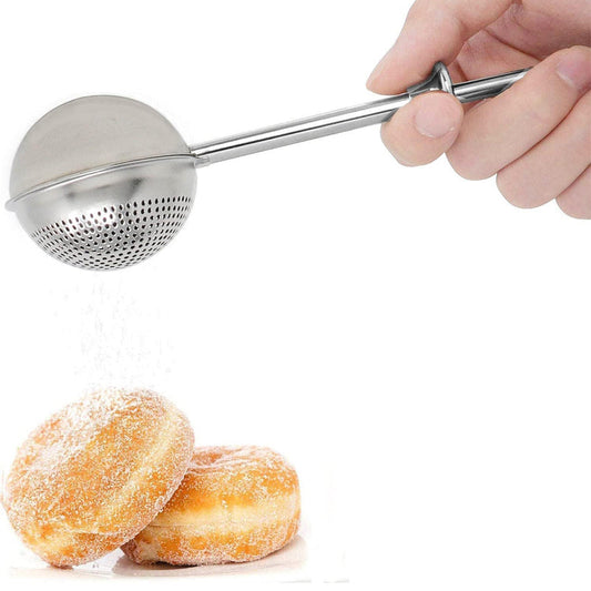🍰 Multifunksjonell Mel- & Sukkerstrøer i Rustfritt Stål – Perfekt for Kakepynt & Baking! 💨 Enkel Én-hånds Betjening – Dryss Mel, Kakao & Florsukker Som en Profesjonell. ✨ Oppvaskmaskinsikker & Korrosjonsbestandig