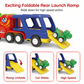 🦕 Dobbeltdekker Dinosaur Transportbil – Med Lys, Lyd & 6 Små Biler! 🚛 Foldbar Ramp for Kappkjøring – Gir Timevis med Fantasifull Lek.