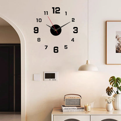 🕰️ 50% RABATT – 3D veggklokke med luminous – stille gang – borefri montering – justerbar størrelse