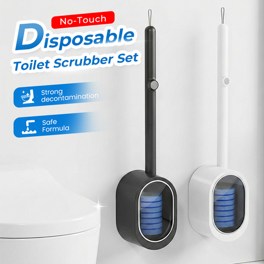 🚽 Berøringsfritt Engangs Toalettbørstesett – Hygienisk Rengjøring Uten Kliss! ✨ Forhåndsdosert Rengjøringsmiddel i Børstehodet – Knappetrykk for Enkel Avfallskasting. 🧼 Fleksibelt Hode – Rensker Under Kanten.