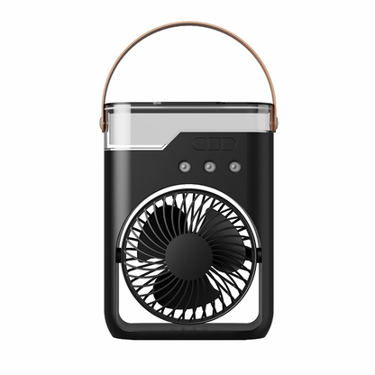 💨 Multifunksjonell Bærbar Luftkjøler – 3-i-1 Tåke, Vind & Kjøling! ✨ 5 Vindhastigheter & 7 Farger Lys – Perfekt for Inne & Ute. 🔋 200ml Tank & 1200mAh Batteri – Holder Hele Natten.