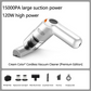 💥 50% rabatt! 🚗 Trådløs håndstøvsuger med 10000Pa sugeevne – 120W motor, kun 400 g. 4000 mAh batteri, 30 min brukstid, 3,5 timers lading ⚡