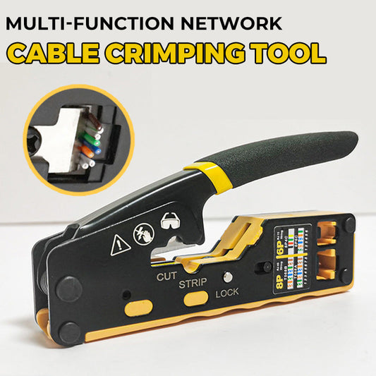 🔧 Multifunksjonell Nettverkskabel Crimptang – 3-i-1: Kutt, Strip & Press! ⚡ Fargekodet Ledningsmerking – Perfekt for Nybegynnere & Profesjonelle. 🛡️ Sklisikkert Håndtak & Slitesterk Konstruksjon
