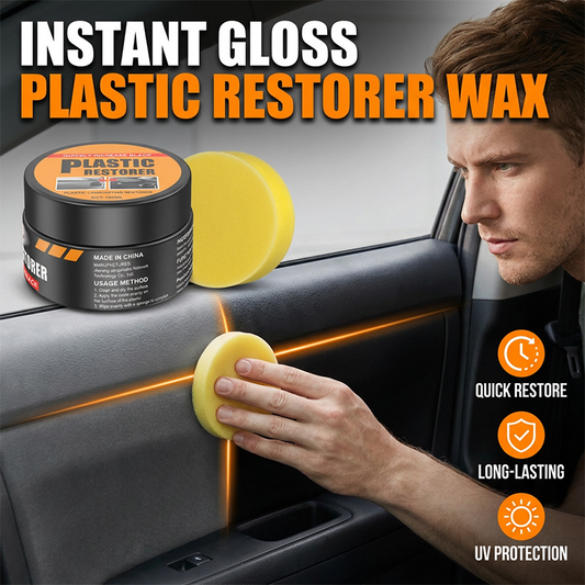 🚗 Multifunksjonell Bilplast Restorer Voks – Gjenskinn & Beskytt Slitte Plastoverflater! ✨ UV-Beskyttelse & Vannavvisende – Perfekt for Interiør & Eksteriør. 🧽 Inkludert Applikatorsvamp