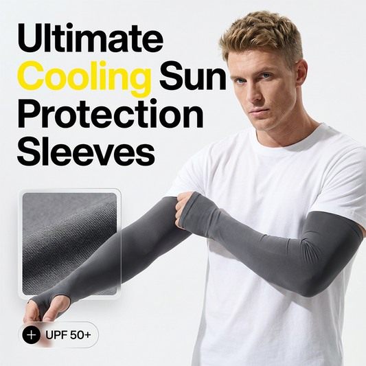 ☀️ Menns Kjølende Høyelastiske Armmuffer – Blokkerer 99% UV-stråler! ✨ Øyeblikkelig Kjøling – Pustende & Svetttransporterende. 💪 Perfekt for Løping & Sykling