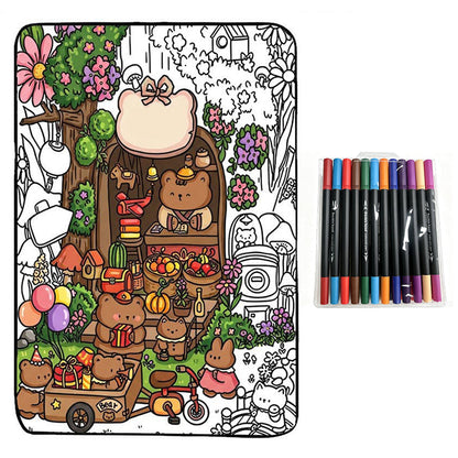 🎨 DIY Tegnepledd for Familie – Kreativ & Skjermfri Leke for Barn! ✨ Mykt Stoff – Perfekt for Farging & Fantasi. 👨‍👩‍👧‍👦 5 Morsomme Design – Kjøp 3 for 10% Ekstra Rabatt! 🖍️