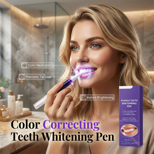 🦷 Bærbar Tannblekingspenn Påfyll – 3-pakning med Lilla Fargekorrigerende Serum! ✨ Myk Børstespiss – Gir Strålende Smil Overalt. 💜 Nøytraliserer Gule Toner – Kjøp 3 for 10% Ekstra Rabatt! 🌟