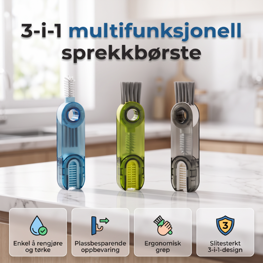 3-i-1 Multifunksjonell Rengjøringsbørste for Kopper – Når Alle Krikker & Kroker! ✨ Børster for Bunn, Kant & Sugerør – Perfekt for Flasker & Termoser. 🧼 Holdbar & Enkel Rengjøring – Kjøp 3 for 10% Ekstra Rabatt! 🍵