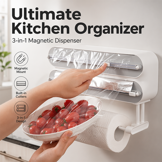🔪🧲 2-i-1: magnetisk plastfoliekutter med håndkleholder – praktisk, kompakt og alltid innen rekkevidde! 🧻✨