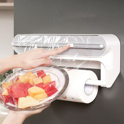 🔪🧲 2-i-1: magnetisk plastfoliekutter med håndkleholder – praktisk, kompakt og alltid innen rekkevidde! 🧻✨