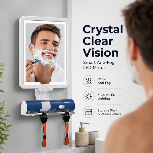 LED-dusjspeil med oppvarmet anti-dugg for barbering
