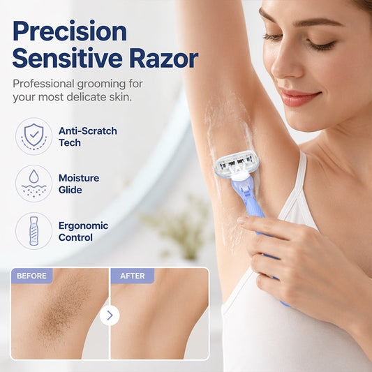 🔥 HETSALG – 50% RABATT! 🔥 Damebarbermaskin med 5 blader – ergonomisk sklisikkert grep, kompatibel med refill 🪒