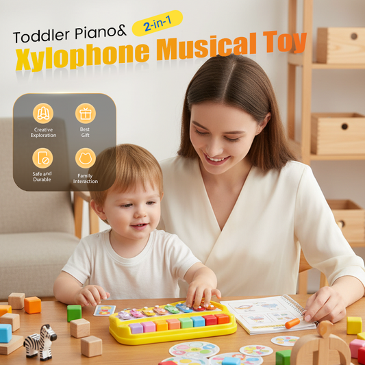 2-i-1 musikalsk piano- og xylofonleketøy for småbarn