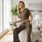 Damesett med off-shoulder topp og bukse – 2 deler