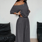 Damesett med off-shoulder topp og bukse – 2 deler