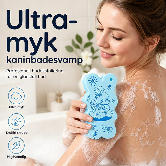 Ultramyk badesvamp med søt kanindesign for baby