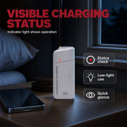Bærbar nødlader for mobiltelefoner – powerbank drevet av AA-batterier med LED-lommelykt